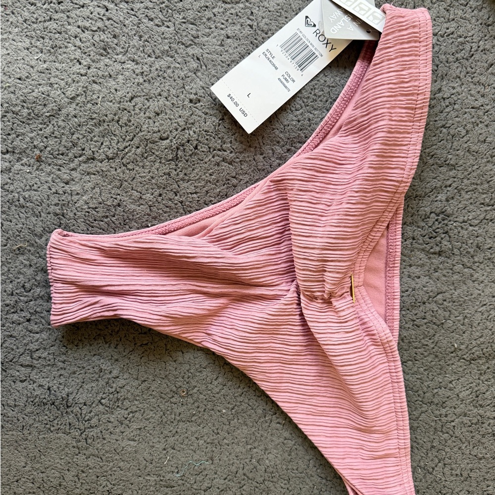 Roxy Dusty Pink Ribbed Bikini Bottom